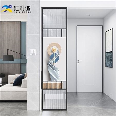 黄钛金长虹玻璃屏风搭配艺术画玻璃 屏风满焊工艺定制