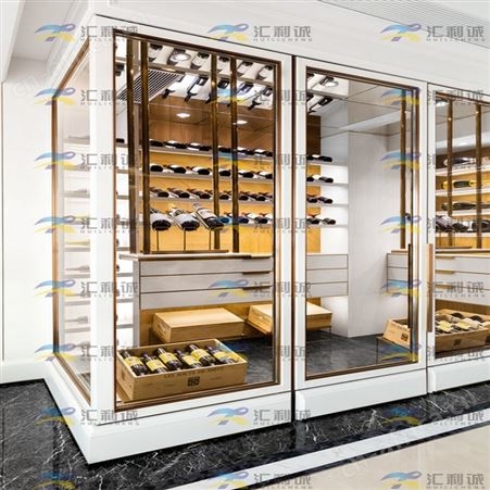 酒店展示常温红酒柜 不锈钢可带灯光酒架定制