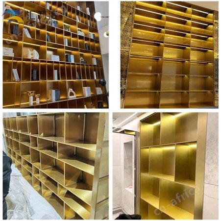 大型客厅不锈钢书柜 置物展示柜金属板柜佛山定制