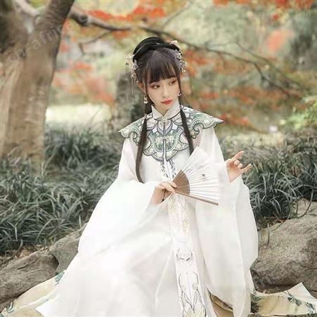 [绿珠清影]立领斜襟长衫云肩马面裙汉服女