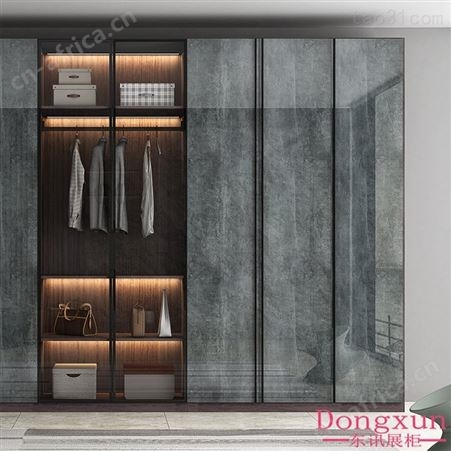轻奢亮光玻璃门衣柜定制 全屋定制意式高档家用卧室衣橱衣帽间定做