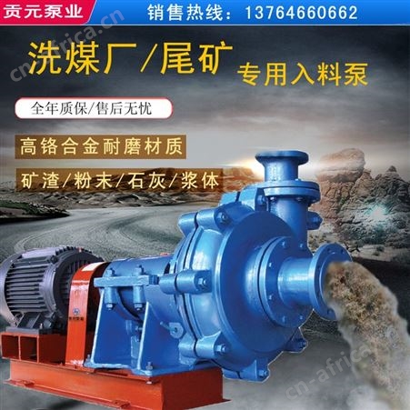 贡元ZJ尾矿洗煤渣浆泵 洗煤厂煤泥输送给入料泵 耐腐耐磨砂浆泵