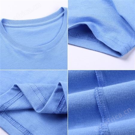 夏季宽松纯棉空白文化衫定做圆领短袖t恤男班服广告衫定制印logo