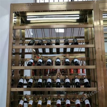 定做酒店不锈钢酒柜 餐厅黑钛不锈钢恒温酒柜