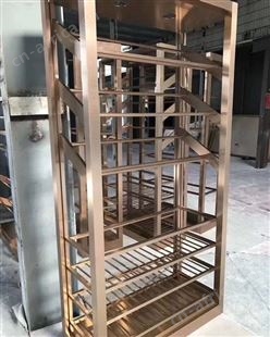 不锈钢酒柜工程 香槟金不锈钢红酒柜厂家