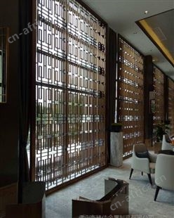 酒店走道中式不锈钢屏风隔断定制镂空花格