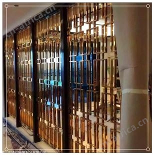不锈钢屏风隔断酒店大堂会所装饰不锈钢屏风来图定做