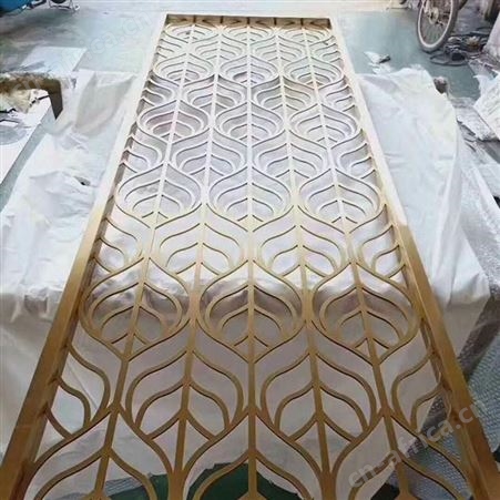 不锈钢屏风隔断定制家居玫瑰金镂空花格激光雕花