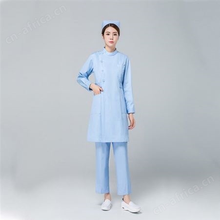 分体护士服供应  上下圆领白色粉蓝色护士服  厂家定制
