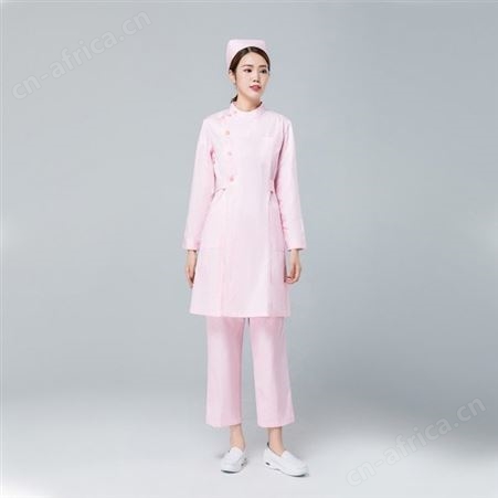 分体护士服供应  上下圆领白色粉蓝色护士服  厂家定制
