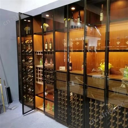 玫瑰金不锈钢展示架 广州酒店黑钛不锈钢酒柜定制