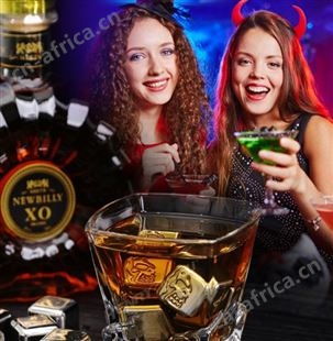 尚御五金304不锈钢冰粒骷髅威士忌冰酒石可循环金属冰块礼盒