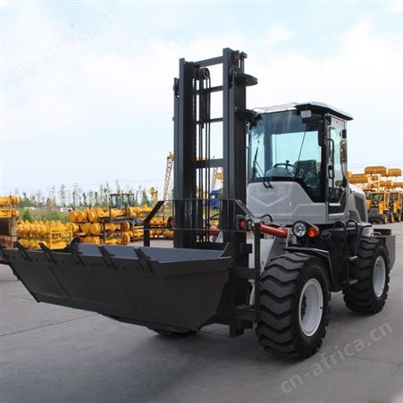 SJ-越野叉车越野叉车 砖厂码头工地搬运车 加装铲斗 四轮铲车 松嘉