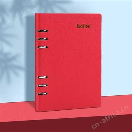 得印(befon) A5办公笔记本文具100张 可拆卸商务会议记录学习记事本子 简约手账本活页横条 A5热烈红色0035